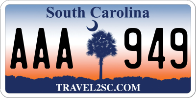 SC license plate AAA949