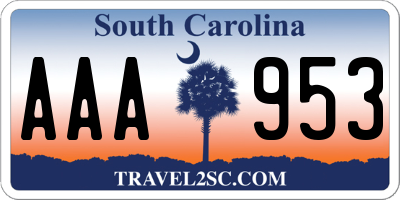 SC license plate AAA953