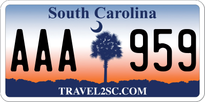 SC license plate AAA959