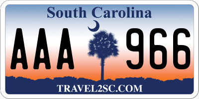 SC license plate AAA966