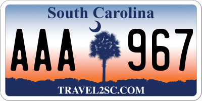 SC license plate AAA967