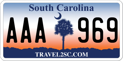 SC license plate AAA969