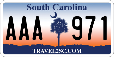 SC license plate AAA971