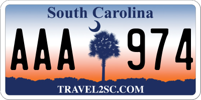 SC license plate AAA974