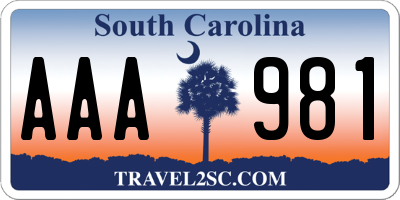 SC license plate AAA981