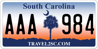 SC license plate AAA984