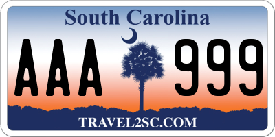 SC license plate AAA999