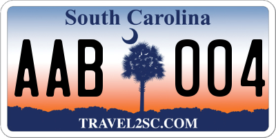 SC license plate AAB004