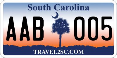 SC license plate AAB005