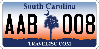 SC license plate AAB008