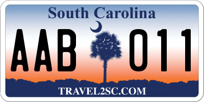 SC license plate AAB011