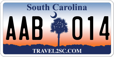 SC license plate AAB014