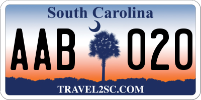 SC license plate AAB020