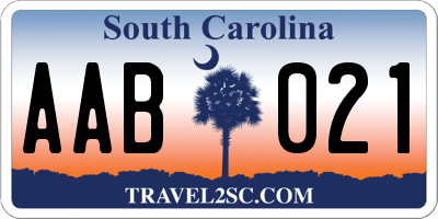 SC license plate AAB021