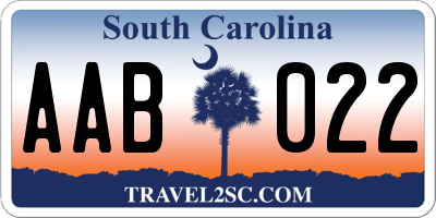 SC license plate AAB022