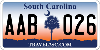 SC license plate AAB026