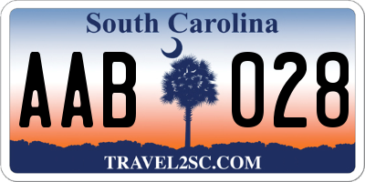 SC license plate AAB028