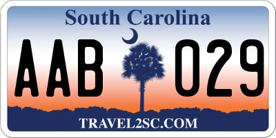 SC license plate AAB029