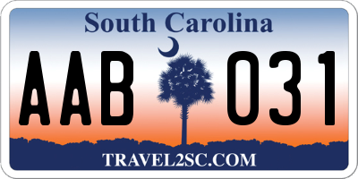 SC license plate AAB031