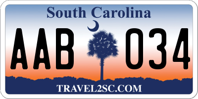 SC license plate AAB034