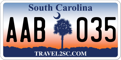 SC license plate AAB035