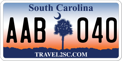 SC license plate AAB040