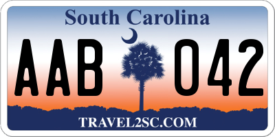 SC license plate AAB042