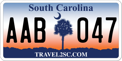 SC license plate AAB047