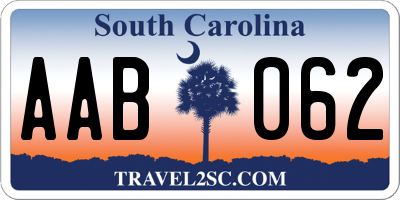 SC license plate AAB062