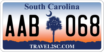 SC license plate AAB068