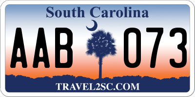 SC license plate AAB073