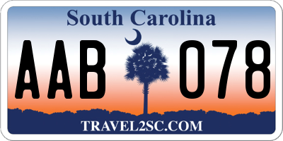 SC license plate AAB078