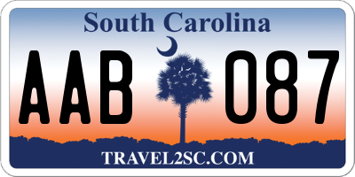 SC license plate AAB087