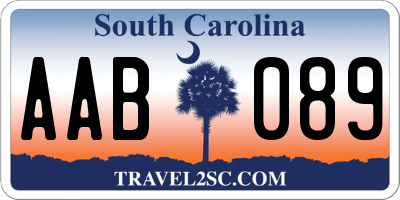 SC license plate AAB089