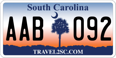 SC license plate AAB092