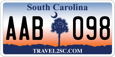 SC license plate AAB098
