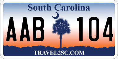 SC license plate AAB104