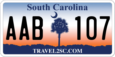 SC license plate AAB107