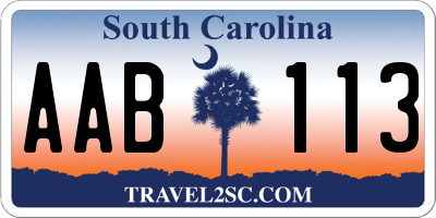 SC license plate AAB113