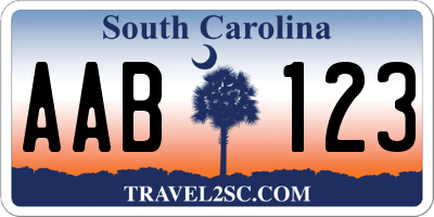 SC license plate AAB123