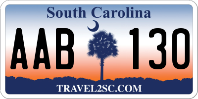 SC license plate AAB130