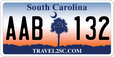 SC license plate AAB132