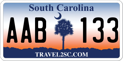 SC license plate AAB133