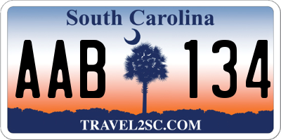 SC license plate AAB134