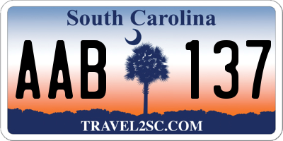 SC license plate AAB137