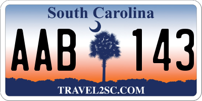 SC license plate AAB143