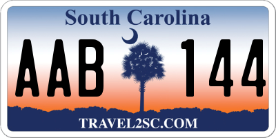 SC license plate AAB144