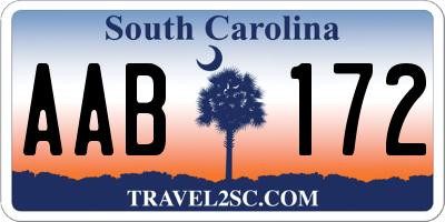 SC license plate AAB172
