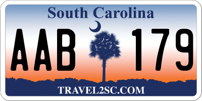 SC license plate AAB179
