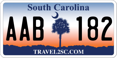 SC license plate AAB182